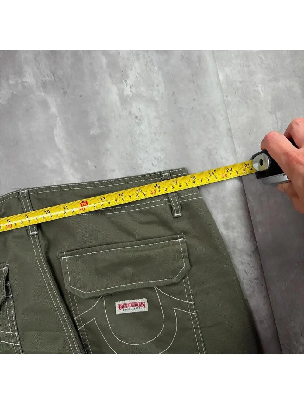 Y2K Olive Green True Religion Grunge Baggy Cargo Skater Pants
